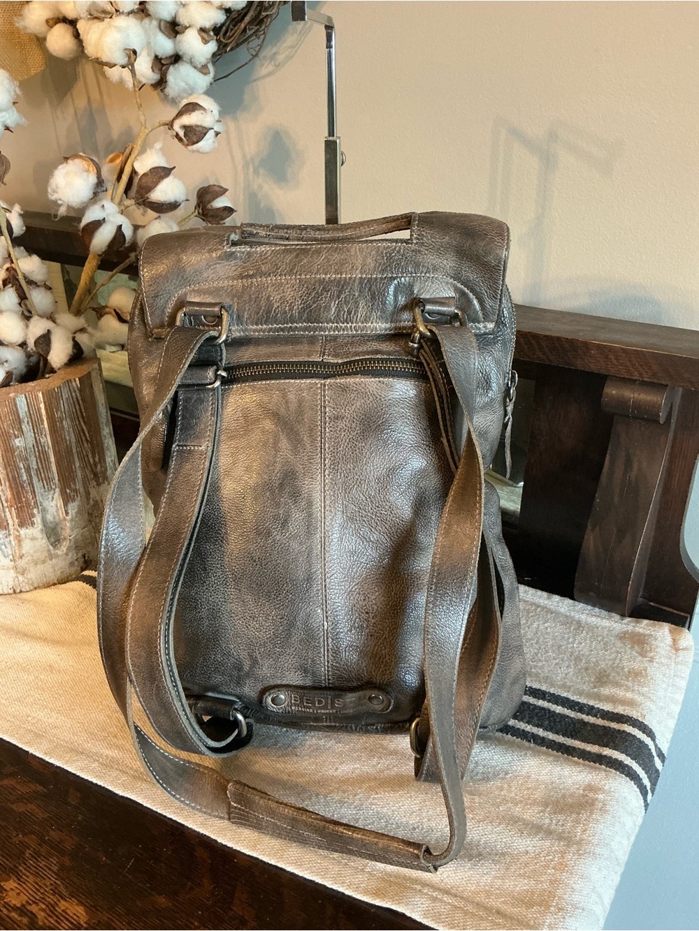 Bed Stu Patsy Convertible 4 Way Leather Backpack Bag Graphito Black MSRP $335 - Picture 4 of 14